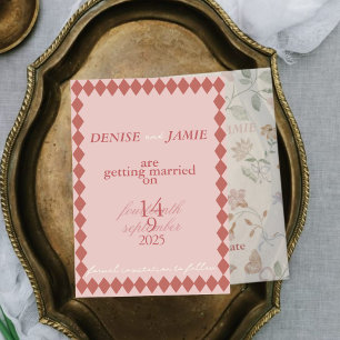 Terracotta Diamond Vellum Insert Underlay Wedding Save The Date