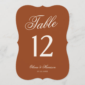 Terracotta Die Cut Wedding Table Number