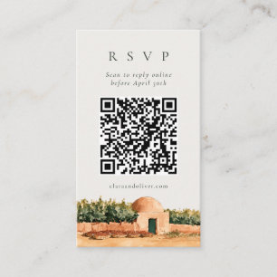 Terracotta Dome Vineyard Wedding QR Code RSVP Card