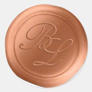 Terracotta Double Monogram Faux Wax Seal Stickers