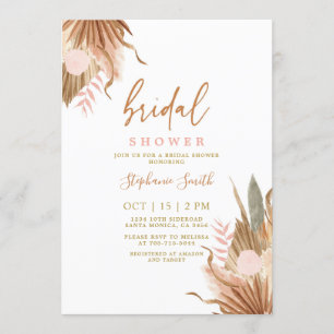 Terracotta dried palms Bridal Shower Invitation