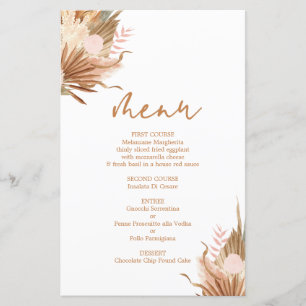 Terracotta dried palms Menu Card