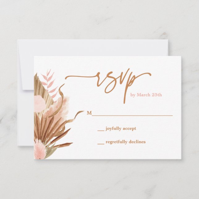 Terracotta Dried Palms RSVP card (Front)
