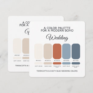 Terracotta Dusty Blue Wedding Colour Palette Card