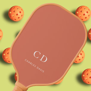 Terracotta dusty earth monogram initials name pickleball paddle