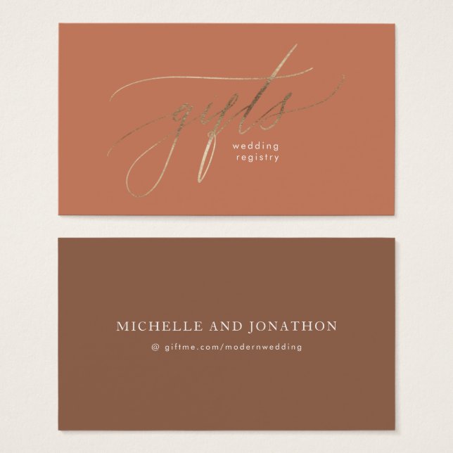 Terracotta Dusty Orange Elegant Boho Gift Registry (Front & Back)