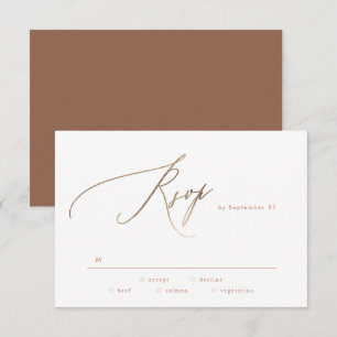 Terracotta Dusty Orange Elegant Boho Gold Wedding RSVP Card