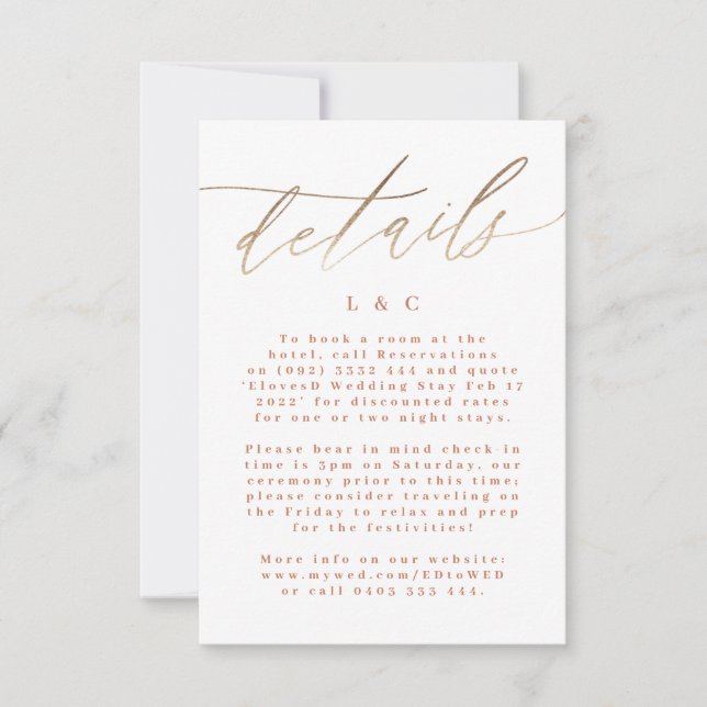 Terracotta Dusty Orange Elegant Boho Gold Wedding RSVP Card (Front)