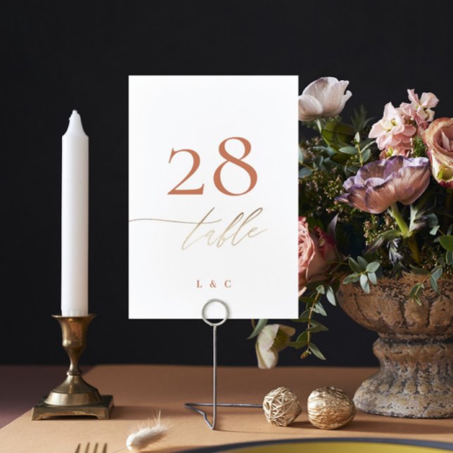 Terracotta Dusty Orange Elegant Boho Gold Wedding Table Number (Creator Uploaded)