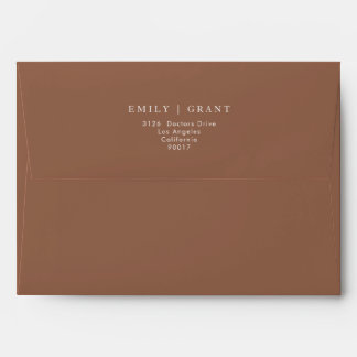 Terracotta Dusty Orange Elegant Boho White Wedding Envelope