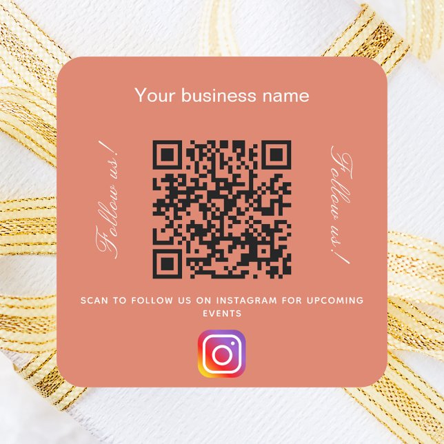 Terracotta earth business name qr code instagram square sticker (Creator Uploaded)