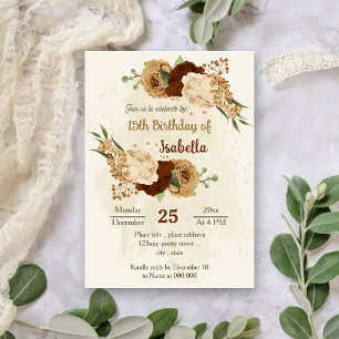 terracotta earth tone floral birthday invitation