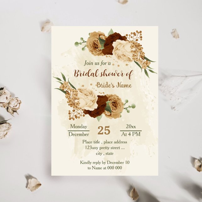 terracotta earth tone floral bridal shower invitation (Creator Uploaded)