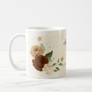 terracotta earth tone floral  coffee mug
