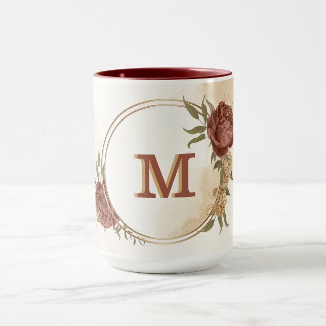 terracotta earth tone floral greenery coffee mug (Center)