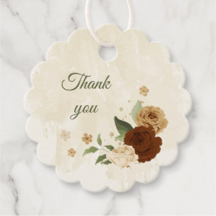 Terracotta earth tone floral greenery wedding favour tags