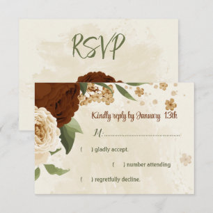 terracotta earth tone floral greenery wedding RSVP card
