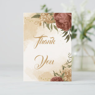 terracotta earth tone floral greenery wedding thank you card