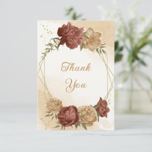 terracotta earth tone floral greenery wedding  thank you card