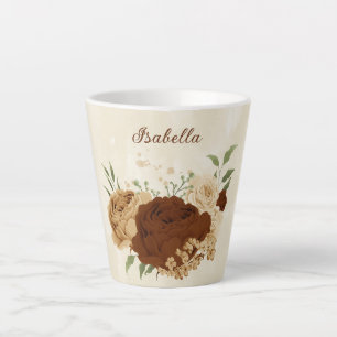 terracotta earth tone floral latte mug