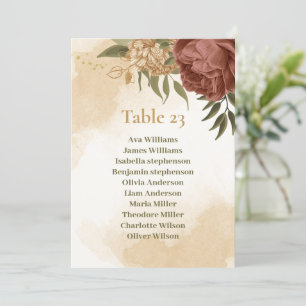 terracotta earth tone floral seating chart card