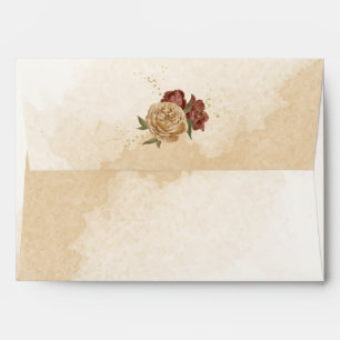 terracotta earth tone floral wedding envelope