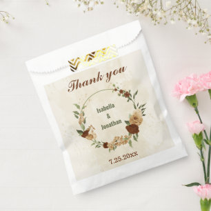 terracotta earth tone floral wedding favour bag