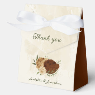 terracotta earth tone floral wedding favour box