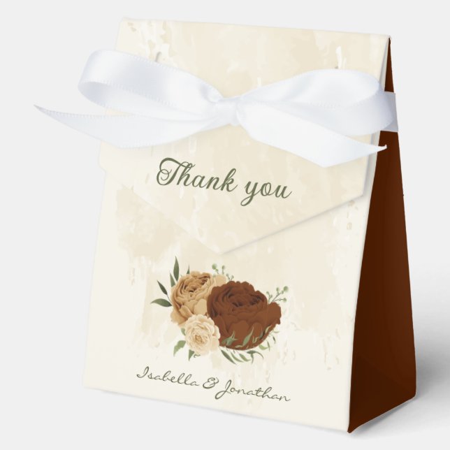 terracotta earth tone floral wedding favour box (Front)