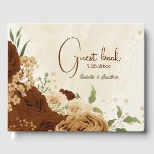 terracotta earth tone floral wedding guest book