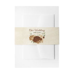 terracotta earth tone floral wedding invitation belly band