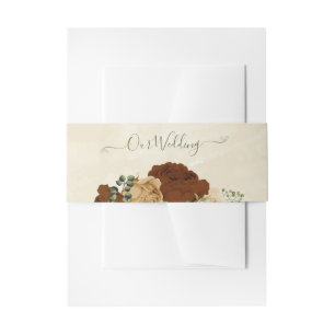 terracotta earth tone floral wedding invitation belly band