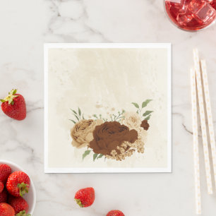 terracotta earth tone floral wedding napkin