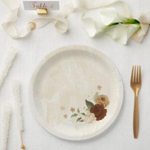 terracotta earth tone floral wedding paper plate