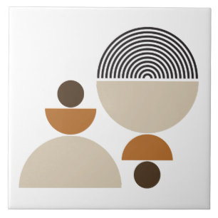 Terracotta Earth Tone Shapes Boho Ceramic Tile
