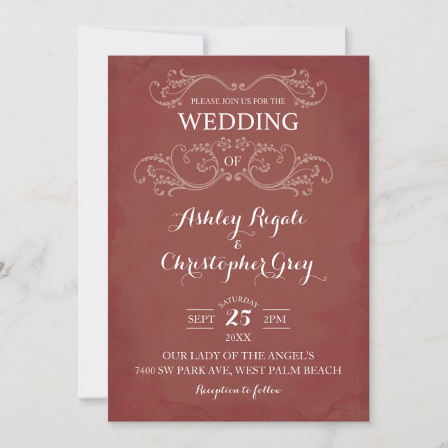 Terracotta Earth Tones Wedding Invitation (Front)
