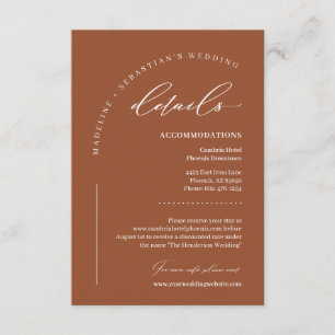 Terracotta Earthy Boho Wedding Details Enclosure Card