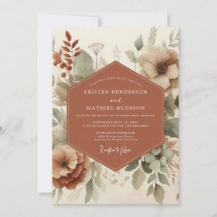 Terracotta Earthy Boho Wedding Invitation