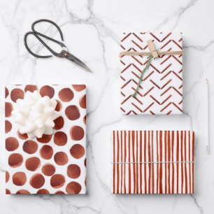 Terracotta Earthy Tone Watercolor Pattern  Wrappin Wrapping Paper Sheet