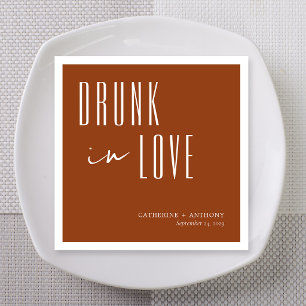 Terracotta Editorial Drunk in Love Custom Names Napkin