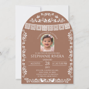 Terracotta El Bautizo Girl Photo Baptism Arch Invitation