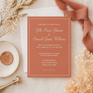 Terracotta Elegance Modern Minimalist Wedding Invitation