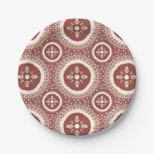 Terracotta Elegant Emblem Floral Paper Plate