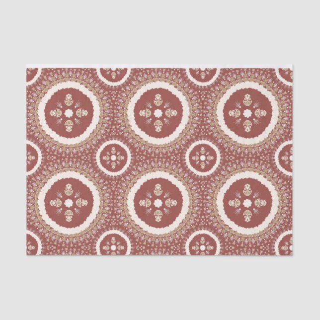 Terracotta Elegant Ornamental Floral Tissue Paper (Front)