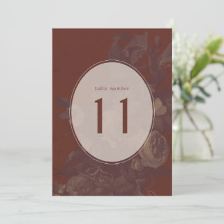 Terracotta Elegant Rustic Floral Table Number
