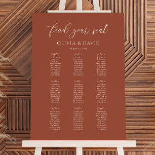 Terracotta Elegant Script 9 table Seating Chart