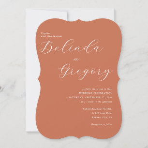 Terracotta Elegant Script Calligraphy Wedding  Invitation