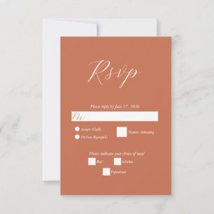 Terracotta Elegant Script Calligraphy Wedding RSVP Card