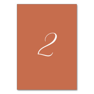 Terracotta Elegant Script Calligraphy Wedding Table Number