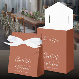 Terracotta Elegant Script Wedding Favour Box